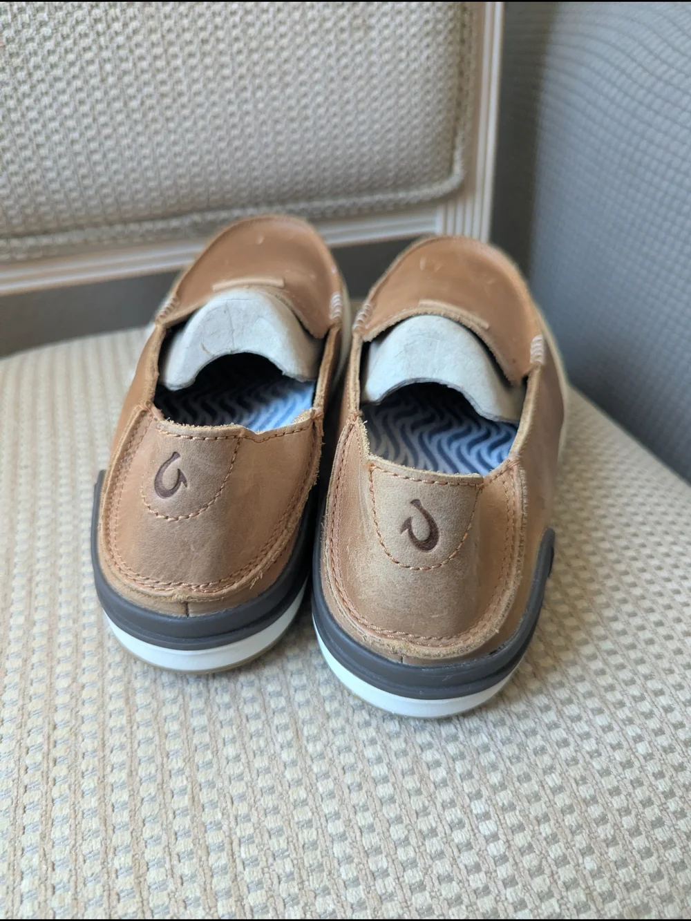 OluKai Men’s Slip-On Loafers in Light Brown
